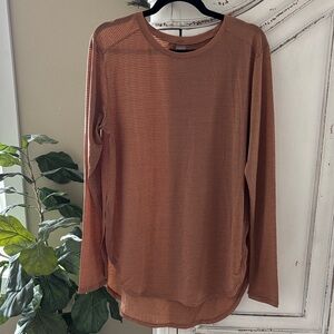 Mono B Neutral Tan Nude Colored Long Sleeve Shirt, Women’s Size Large